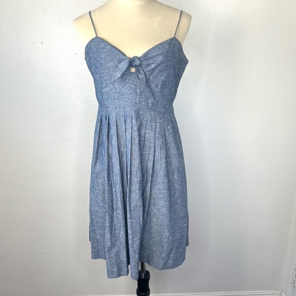 MADEWELL Chambray Tie Front Babydoll Mini Dress Blue Size 6 - Picture 4 of 14